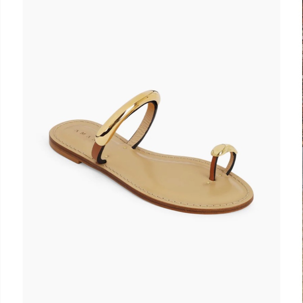 NWOB Amanu 14k gold plated Samburu leather style 25 sandals